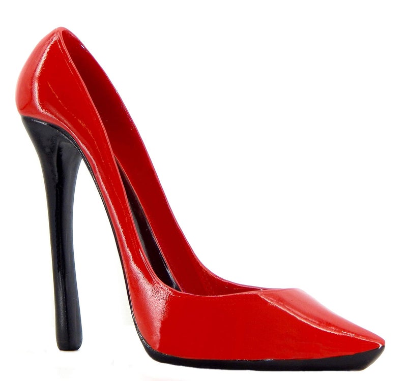 Bellaa 21381 Wine Bottle Holder Shoe Red Black High Heel Shaped Stiletto 8 Inch Tall - Image 3